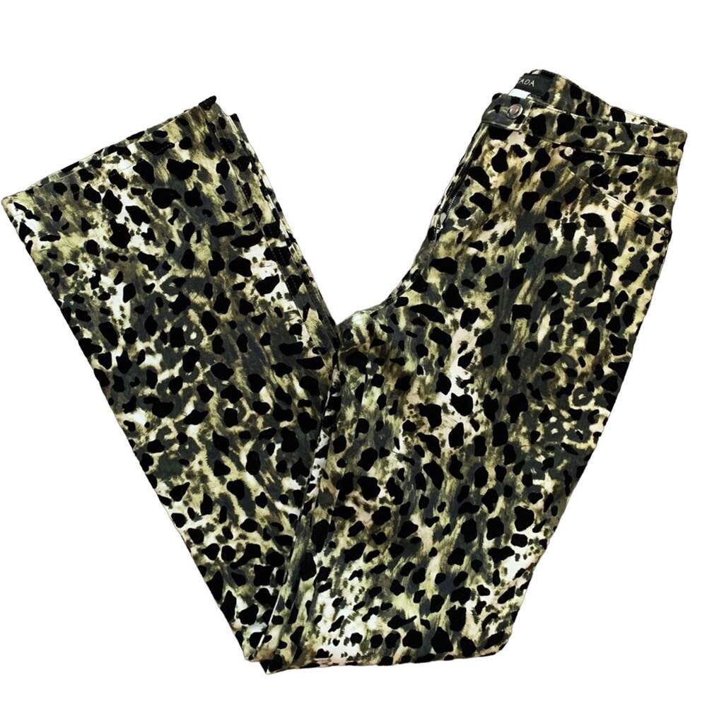 NWOT Escada high waist leopard animal straight leg green patterned pants size 6